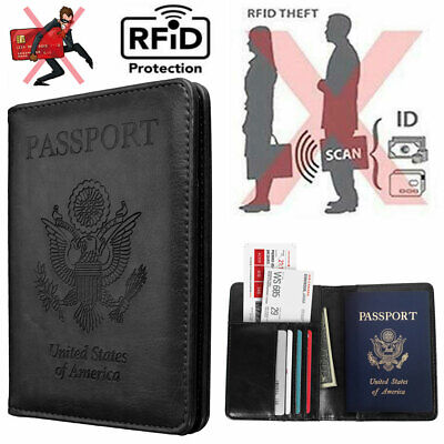 Slim Leather Travel Passport Wallet Holder RFID Blocking ID Card Case Cover
