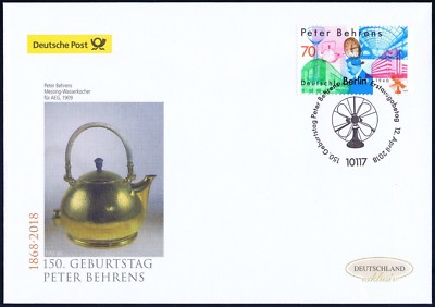 Peter Behrens Post-Fdc Le Nr 3373 Avec Berliner Timbre Spécial ! Berliner Rfa 2018 