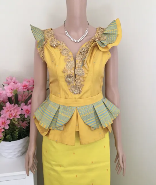 Khmer Traditional Outfit / Cambodian Clothes - 2 Piece, Khmer Shirt & Skirt