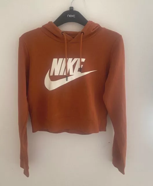 Felpa con cappuccio donna Nike tagliata, taglia XS marrone russet logo Nike