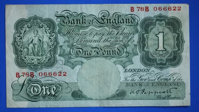 1948 Bank of England One pound £1, Peppiatt Prefix "B78B" banknote [24572]