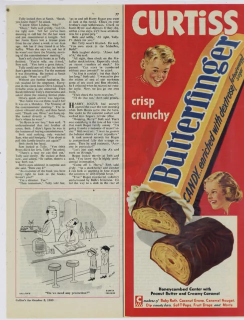 1953 Curtis Butterfinger Candy Bar Ad: With Dextrose - Food Energy Sugar