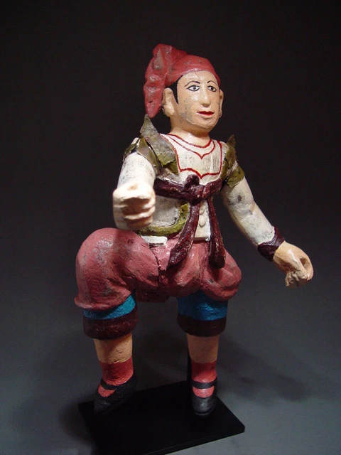 ANTIQUE BURMESE MANDALAY THEATRICAL MALE FIGURE, WOOD ELEMENT. MYANMAR 19th C. 9
