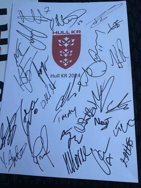 Hull Kr Rugby Super League 2024 Hand Signed Sheet X27 Players Peters King May
