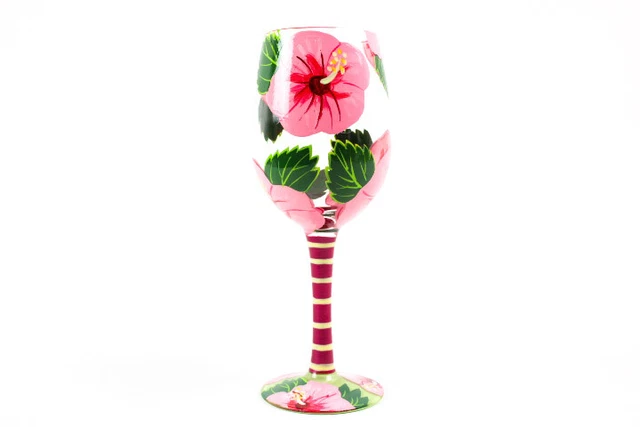 Enesco 6007474 Designs By Lolita Hibiscus Dreams Artisan Wine Glass, 15 Ounce,