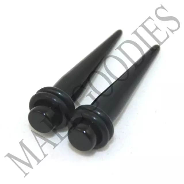 0608 Acrylic Black Stretchers Tapers Expanders 2G 2 Gauge 6mm PAIR