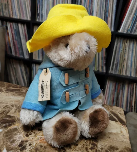 Vtg Paddington Plush Teddy Bears 14" tall Eden Toys Inc. 1981 with coat & hat
