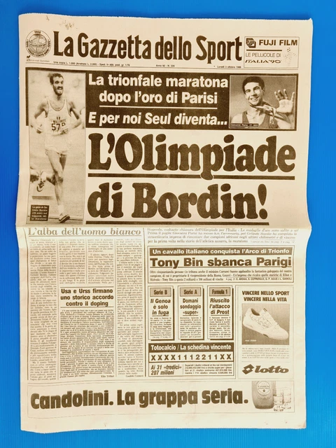 Gazzetta Dello Sport 27 Janvier 1988 Présentation Fiat Tipo-Milan
