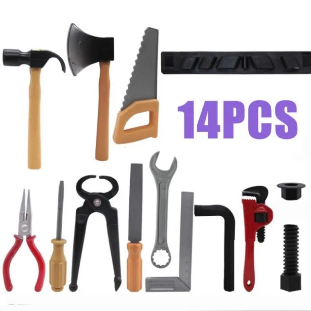 14 Piece Plastic Repair Tool Toy Set for Kids Hammer Saw Screwdriver and More