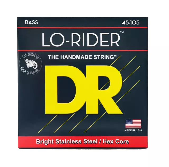 DR Strings Lo-Rider Stainless Steel Bass Strings Medium 45-105