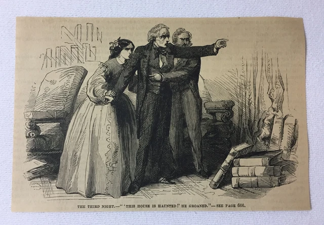 1877 Rivista Incisione ~Il Terza Notte - Questo Casa È Haunted