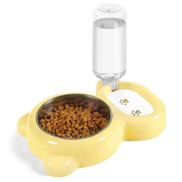 Dog Bowls Cat Food and Water Bowl Set with Water Dispenser and Stainless Stee...