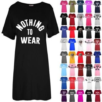 Donna Nothing To Abbigliamento Tunica Pullover Oversize Largo T Shirt Mini Abito