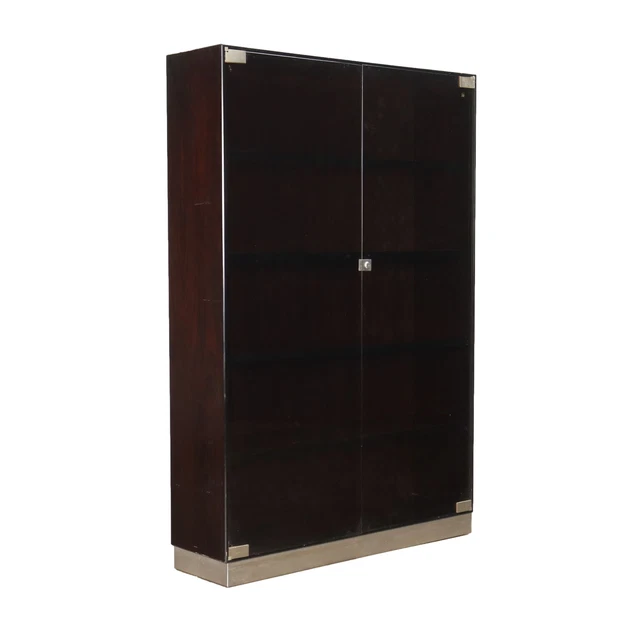 Mobile Vetrina Vintage Italia Anni 70 - Impiallacciato Legno Esotico Vetro Fumé