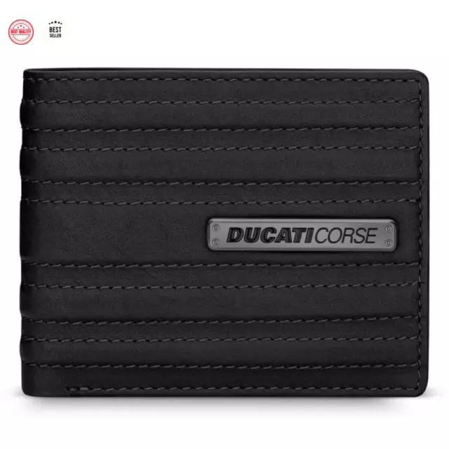 Portafogli bifold minimalisti in vera pelle DUCATI CORSE. Portafoglio premium