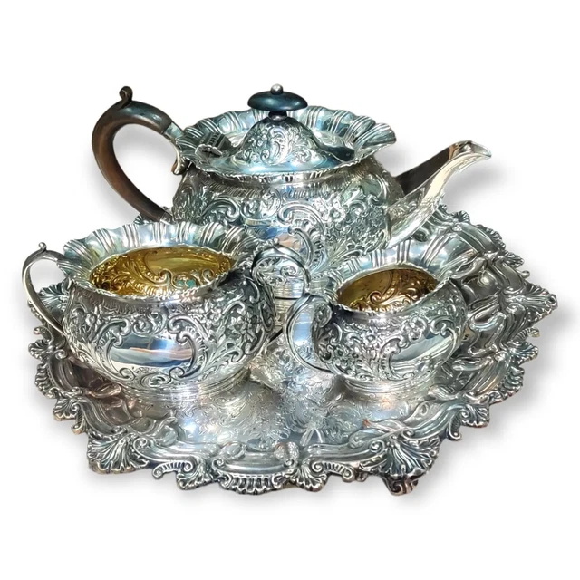 Reed & Barton  Antique High quality Three Piece Tea/Coffee Set On epns Salver