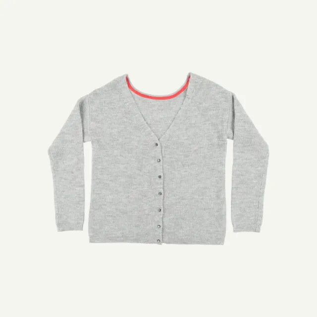 Joules Womens Grey Acrylic Blend V-Neck Plain Long sleeved Cardigan 31" 6