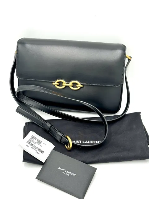 Saint Laurent YSL Satchel Le Maillon Leather satchel Bag Black $3100 Msrp