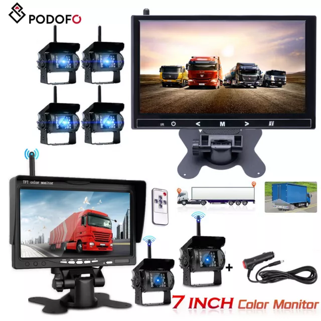 7" Wireless Backup Rear View Camera Night Vision System Monitor For RV Truck Bus