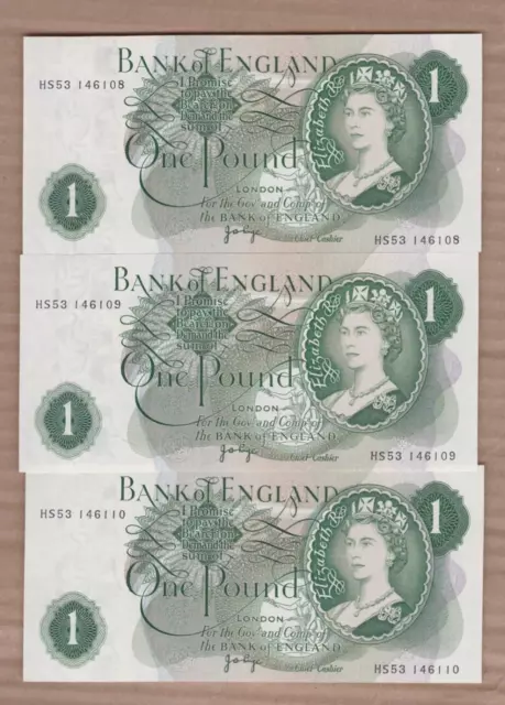 Nine Consecutive B322 Page £1 Dt, Dw & Hs Banknotes In Near Mint Condition