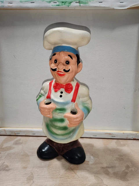 Porte Ustensiles Chef Cuisinier En Poterie Avec 4 Ustensiles En Bois - Déco Cuisine Rustique