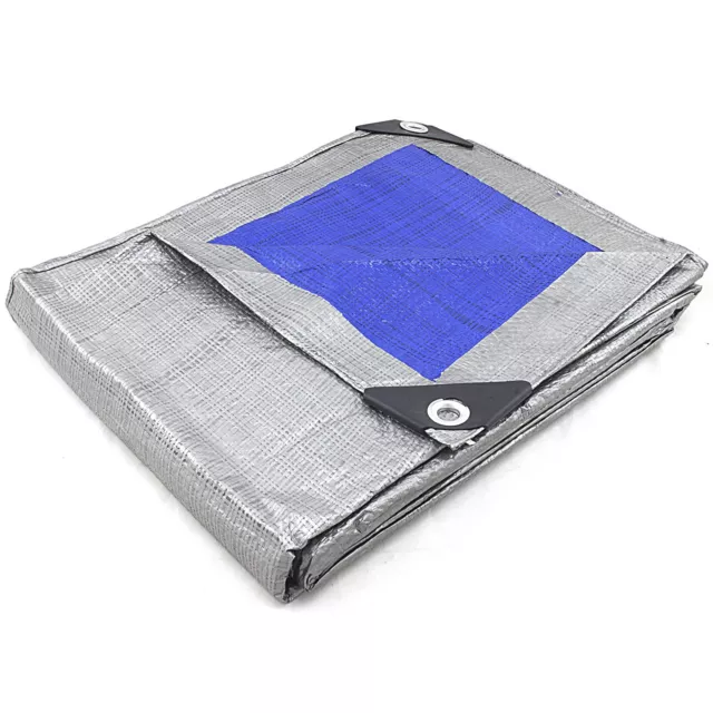 REVERSIBLE MULTI PURPOSE WEATHER RESISTANT POLY TARP Heavy Duty Reinforced Blue