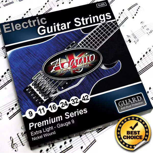 PicClick　9S　COATED　Ends　£5.49　UK　Paul　Strings　Ball　ELECTRIC　Fender　Strings　Les　Set　Guitar　ADAGIO