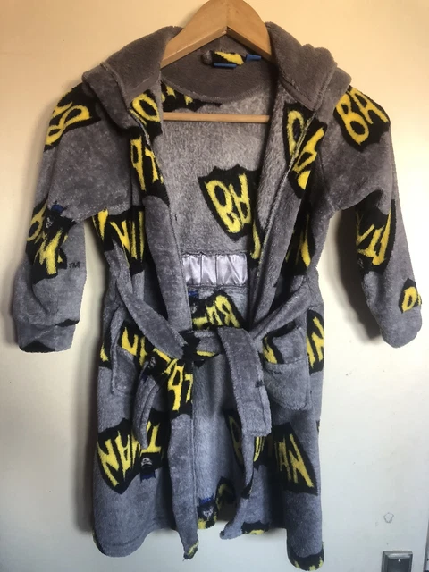 Abito con cappuccio in pile per bambini Batman graphic design grigio taglia 6-7 anni