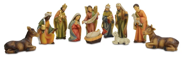 Set statuette presepe ""Gloria"" 11 pezzi - 8-11 cm design in legno presepe | 78462