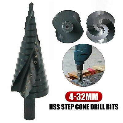 4-32mm HSS Titanium Step Spiral Groove Conical Cone Drill Bit Set Hole Cutter