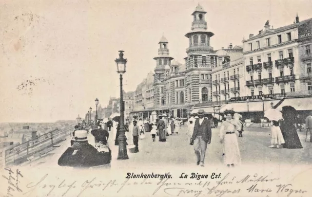 Blankenberghe Ouest Flanders Belgique~ La Digue Est ~1900s Photo Carte Postale