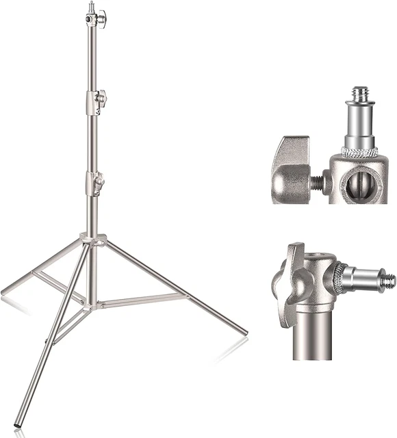 9.2Ft/2.8M Stainless Steel Light Stand, Spring Cushioned Heavy Duty Tripod Stand