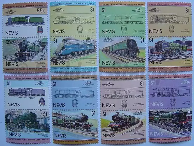 1983 NEVIS Set #1 Train Locomotive Railway Stamps (Leaders of the World)