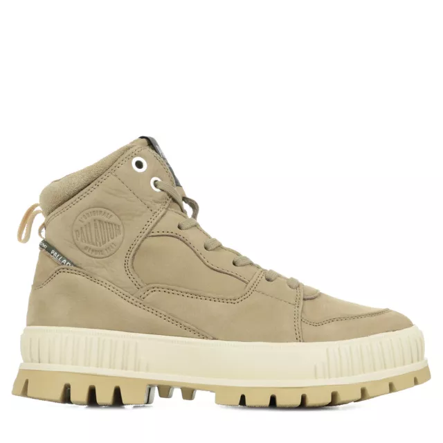 Chaussures Boots Palladium femme Pallashock Hi Snk Beige Cuir Lacets