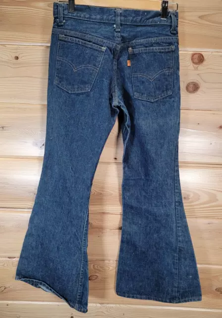 VINTAGE LEVIS ORANGE Tab 70s Women Jeans Size 9m 27X26 Bell Bottom