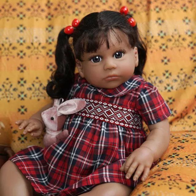 20" Lifelike Reborn Baby Dolls Girl Realistic Newborn African Brown Skin Girl