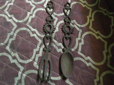 Vintage Rusty Cast Iron Large Fork & Spoon Wall, Country kitchen Shabby Decor