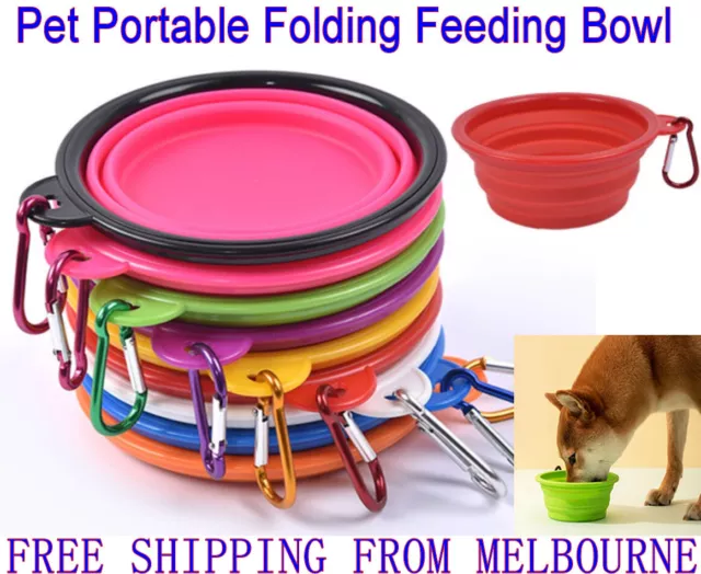 Pet Portable Folding Bowl Dog Cat Food Feeding Water Feeder Collapsable Travel