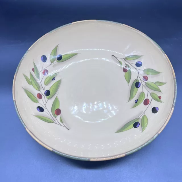 Serving ~Tuscan Olive Clay Art Hand Painted Large Pasta / Salad Bowl  12.5"