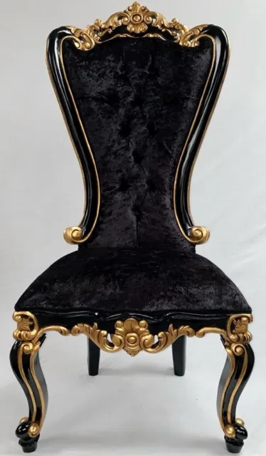 Mayfair Ornate Feature High Back Dining Throne Chair Black Gold  Event Salon