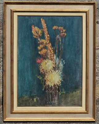 Novara 1922-1976 Castano Aldo "Fiori secchi n.1 " 1970 Olio su masonite 
