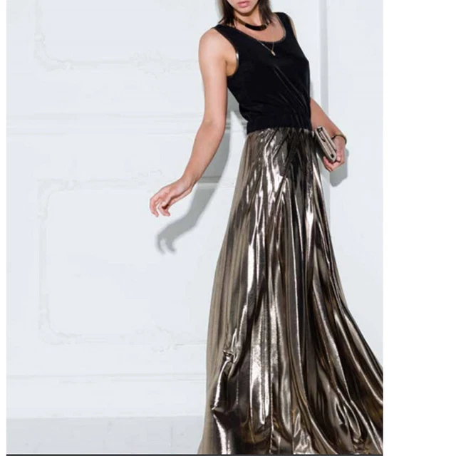 Abito donna Imperfect IW17W50AJ nero lungo plissettato vestito nero bronzo S M