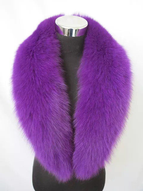 100% Real fox fur collar/neck wrap/ VIOLET women jacket collar/scarf 100*16 cm