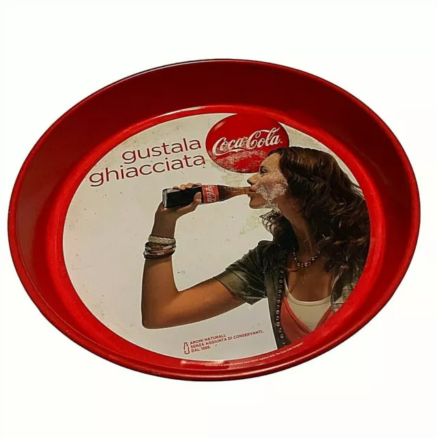 Coca Cola Vassoio Metallo Tondo Rosso Vintage Gustala Ghiacciata CocaCola Coke