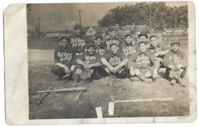 Baseball: "Miller Highlife" Team (ca. 1908); Real Photo Postcard