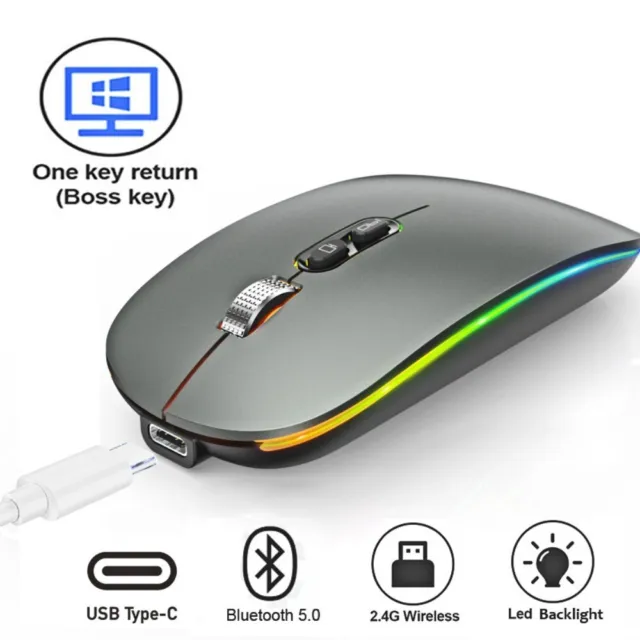 2.4G Wireless Bluetooth Mouse Dual Mode Silent For Laptop PC Macbook