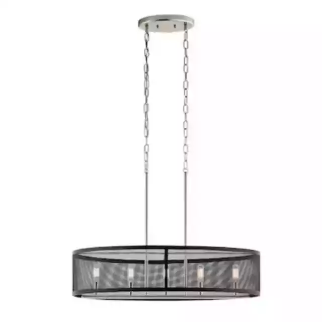 Kichler Edmund 5-Light Satin Black and Brushed Nickel Industrial Hanging Light