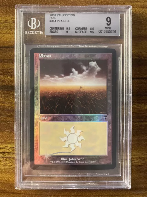 MTG✨PLAINS FOIL✨7th Edition BGS 9 MINT Land 2001 JOHN AVON Art POP 1 !