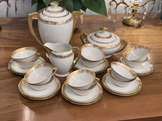 Limoges / Service A Cafe Complet 12 Tasses  Belle Dorure  /Porcelaine Ancienne