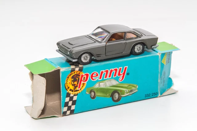 Maserati 3500 GT Politoys Polistil Penny Toys 1/66 Gris Métal - Boîte Comme Neuve
